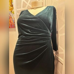 Alex Evenings Velvet Wrap Dress in Deep Green